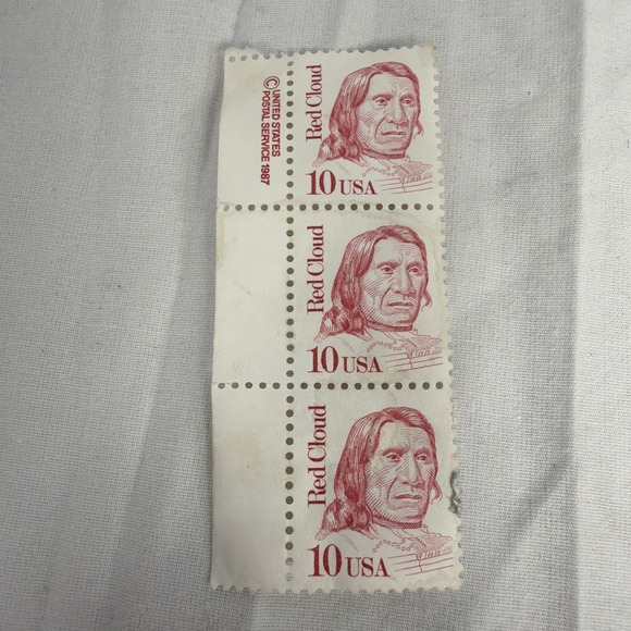 Other - 3 stamps : Vintage 1987 Chief Red Cloud 10-Cent United States Postage Stamps NEW